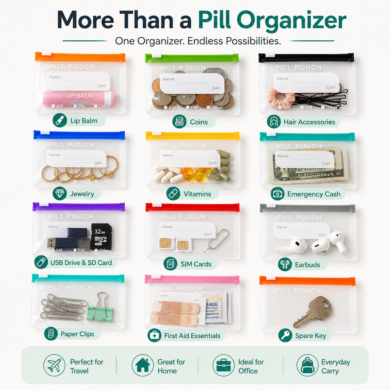 PouchPak – Waterproof Weekly Pill Organizer